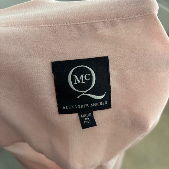 McQ Alexander McQueen Sheer Blush Tie Neck Blouse - Picture 2 of 7